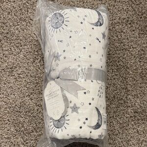 Pottery Barn Baby Blanket with Stars and Moons - White and Gray- skye NWT